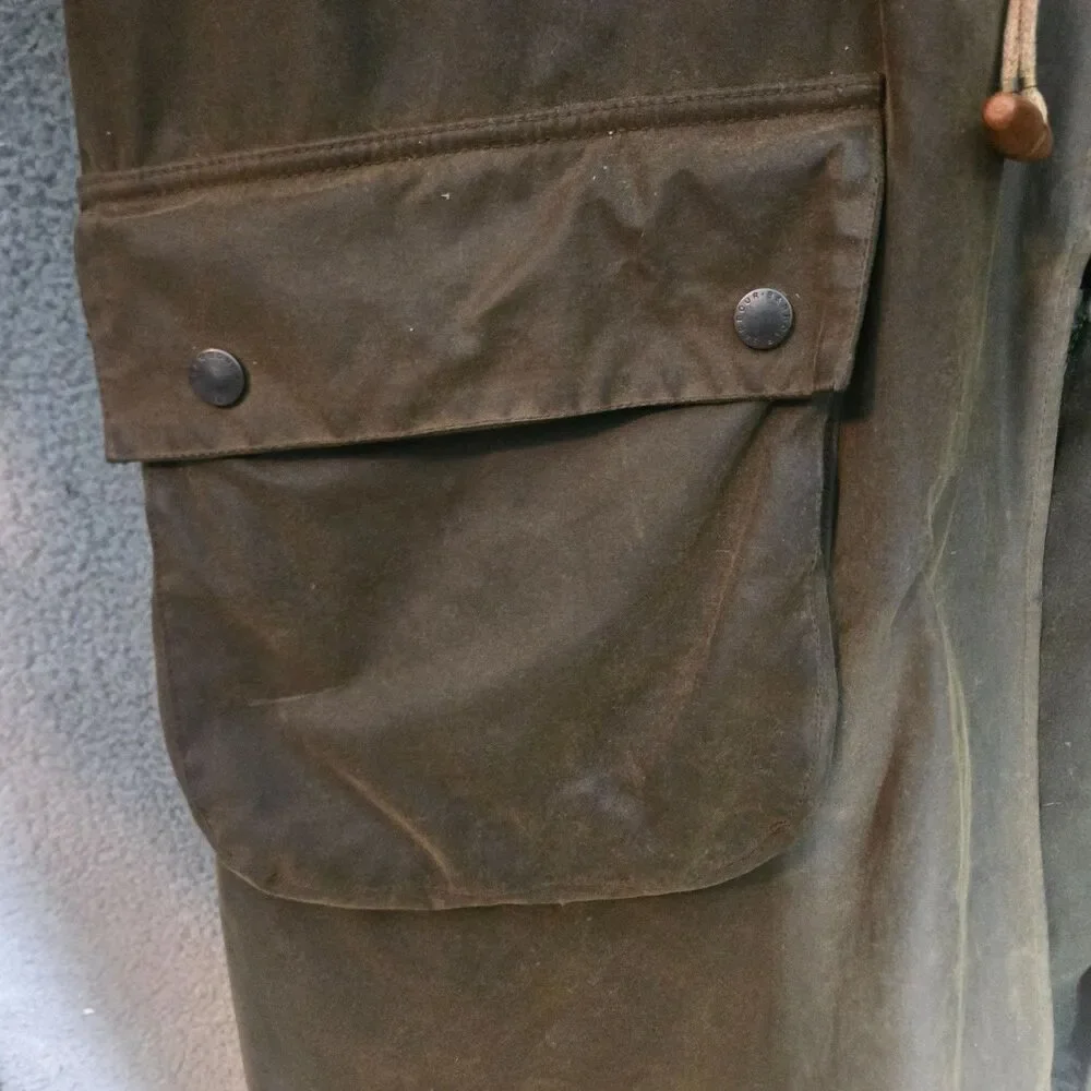 Barbour A871 Wax Duffle Coat Mens XXL Brown Full Zip Embroidered Waxed Hooded